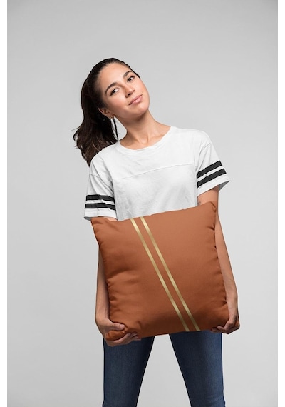 Turuncu Gizli Fermuar Dekoratif Çift Taraflı Kırlent Yastık Kılıfı Premium Kumaş 43x43cm Krl1008 Çok Renkli