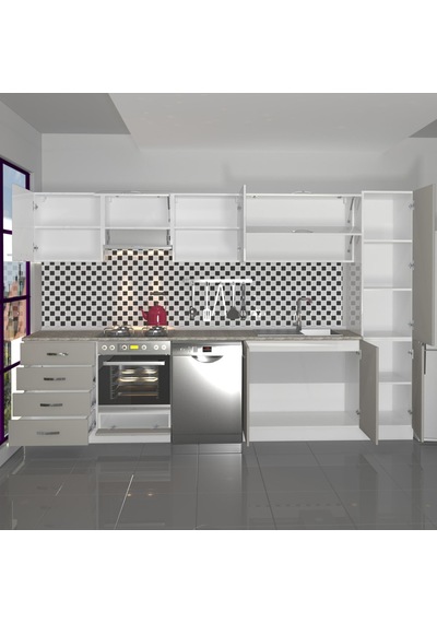 Decoraktiv Elite 325yq Ankastre Fırın Modüllü Mdf Hazır Mutfak Dolabı - Tezgah Dahil - Kumtaşı - Beyaz Bej Decoraktiv Elite 325yq Ankastre Fırın Modüllü Mdf Hazır Mutfak Dolabı - Tezgah Dahil - Kumtaşı - Beyaz Bej