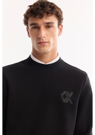 Avva Erkek Siyah Bisiklet Yaka Pamuklu Bi-stretch Basic Regular Fit Sweatshirt A52y1328