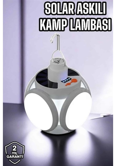 Güneş Enerjili Solar Aydınlatma Kamp Çadır Lambası Ampül Led Şarjlı El Feneri Işıldak