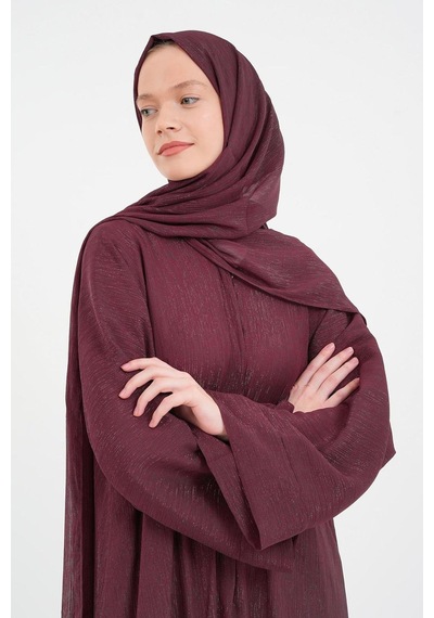 Şakika Kadın Shine Abaya Ferace & Şal - Standart Beden & Farklı Boy Vişne Çürüğü