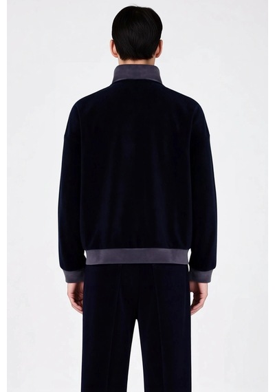 Benerly Erkek Dik Yaka Fermuar Detaylı Düşük Kol Polar Sweatshirt Fonksiy Lacivert