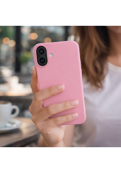 Apple Apple iPhone 17 Uyumlu Kılıf Renkli Lansman İçi Kadife Yumuşak Kamera Yükseltili Silikon Pembe