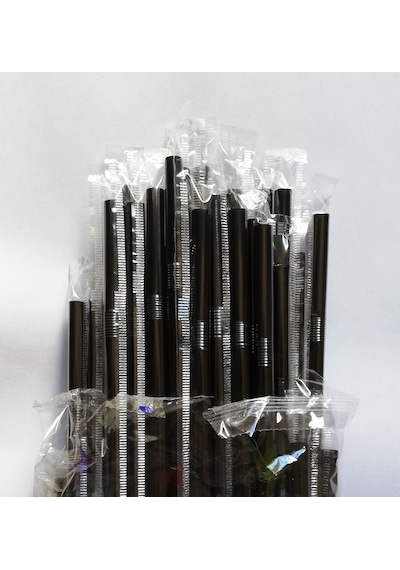 Siyah Pipet 50'li 2 Paket Jelatinli Sargılı Frozen Körüklü Pipet