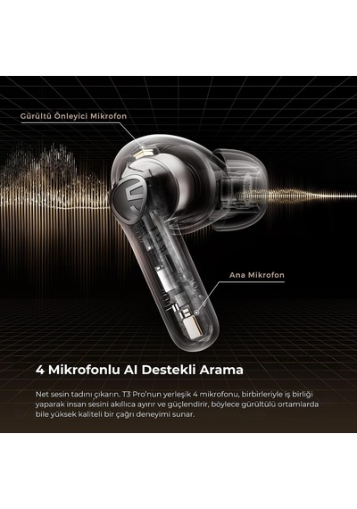 T3 Pro Anc Tws Bluetooth 5.4 Kablosuz Kulak İçi Kulaklık Beyaz