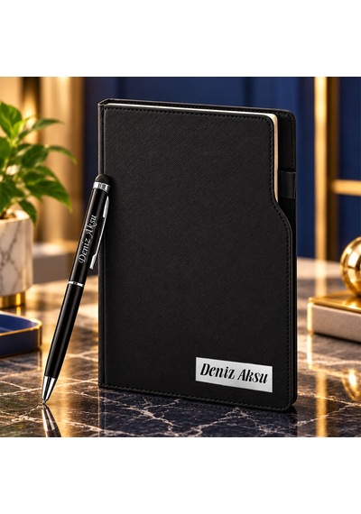 Bk Gift Kişiye Özel 374 Termo Deri Tarihli Ajanda & Siyah Touch Pen Tükenmez Kalem-17 Çok Renkli