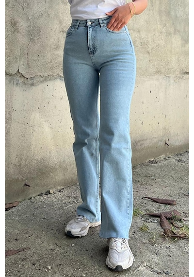 Madmext Mavi Büyük Beden Likralı Kadın Jean Mg2060-mavi Mavi