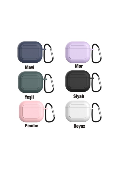 Ally Apple Uyumlu AirPods 3 için Kancalı Ultra İnce Silikon Kulaklık Kılıfı Siyah