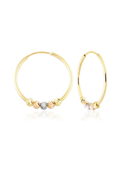 Sembol Gold Halka Küpe Dorikalı Tricolor 14K Gold