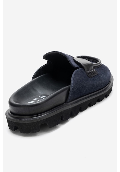 Luvishoes Vela Lacivert Süet Hakiki Deri Kadın Terlik Lacivert