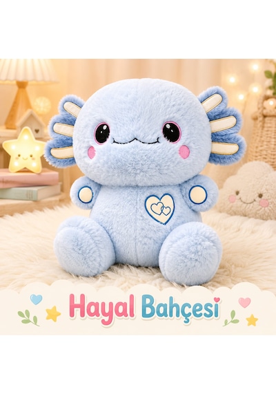 Aksolotl Peluş 35 Cm Açık Mavi