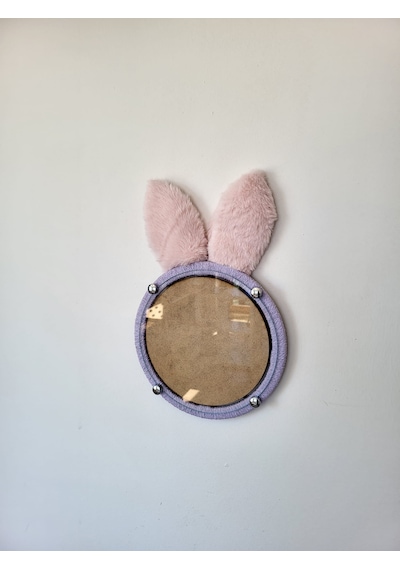 Pembe Tavşan Kulaklı Lila Fotoğraf Çerçevesi