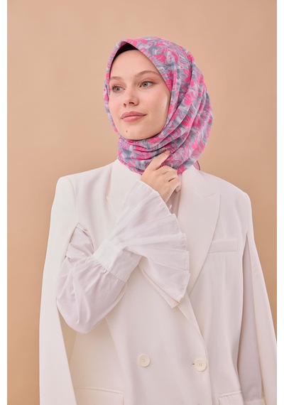 Silk Home Soft Eşarp 73091-28 Fuşya, Gri, Koyu Gri, Beyaz