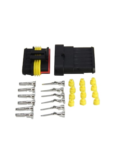 100 Adet 6 Pin Süper Seal Konnektör Su Geçirmez Oto Dişi Erkek