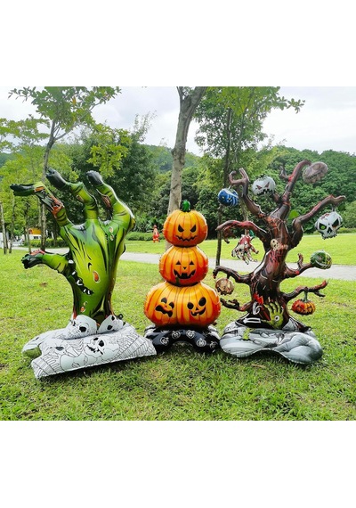 Halloween Cadılar Bayramı Balkabağı Ağacı Ayaklı Büyük Boy Folyo Balon 109x61x40 Cm