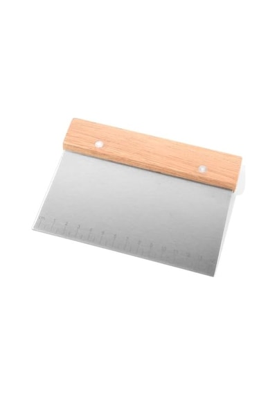 Metal Hamur Kazıyıcı, 14 Cm Ölçekli, Ahşap Saplı, Paslanmaz Çelik