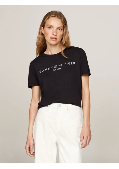 Tommy Hilfiger Reg Corp Logo C-nk Ss Kadın Siyah Badi Ww0ww40276bds Siyah