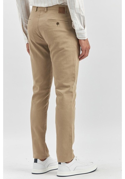 İmza Bej Düz Armürlü Slim Fit Casual Pantolon 1003240168-bej Bej