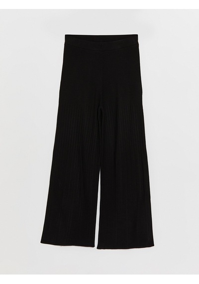 Lcw Modest Siyah Beli Lastikli Düz Geniş Paça Kadın Triko Pantolon