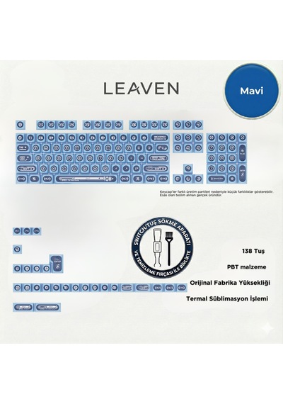 Mekanik Klavye Keycap -136 Tuşlu Mavi Opal Tuş Takımı