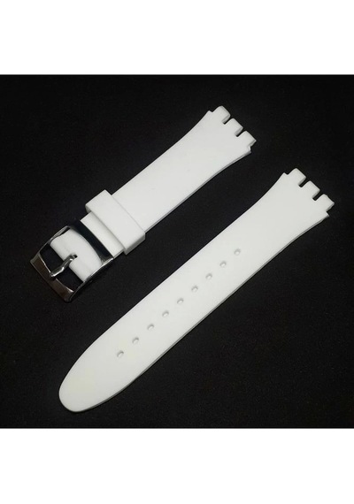 19mm Swatch Uyumlu Chrono Model Slikon Saat Kordonu - Beyaz Çok Renkli