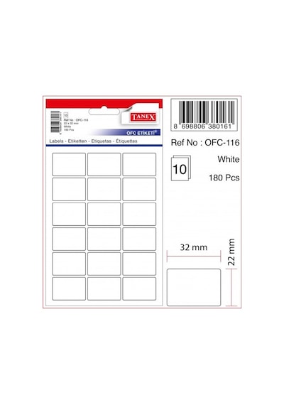 Tanex Etiket Ofc-116 22x32mm 10'lu 2 Adet
