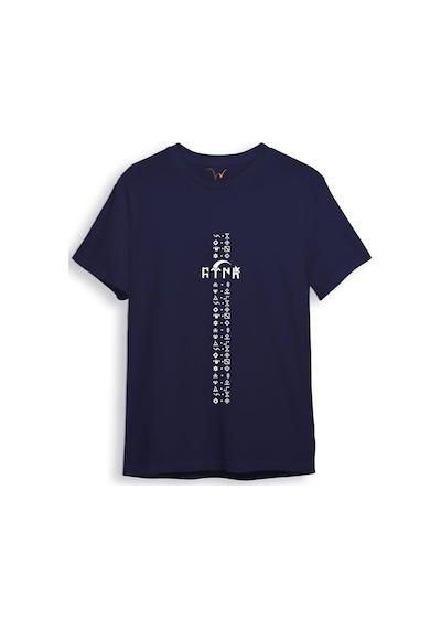 Türkiye Türk Yazısı Ve Göktürk Alfabesi Sembolleri Ay Yıldız Ve Hilal Baskılı Regular Fit T-shirt Lacivert