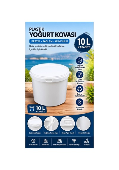 Plastik Yoğurt Kovası 10 Lt 5 Adet Beyaz - 928761826 Beyaz