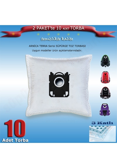 Terra-premium-blu-green-plus-rosso-lotus Turbo Et-et 14000 Serisi Süpürge Toz Torbası 10 Ad 202420