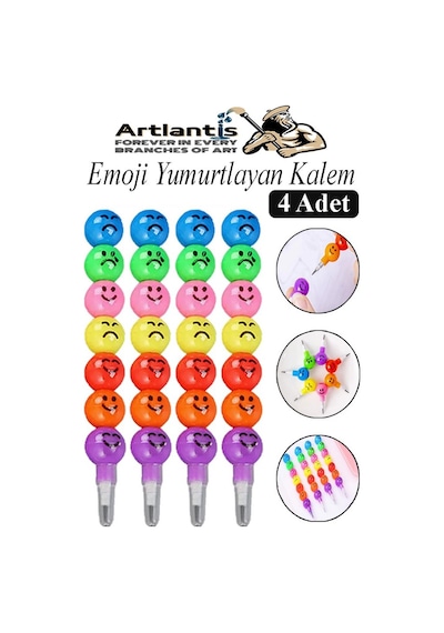 Emoji Yumurtlayan Kurşun Kalem 4 Adet Eğlenceli Hediyelik Kurşun Kalem Gülen Yüzlü Kurşun Kalem Karne Hediyesi Çok Renkli