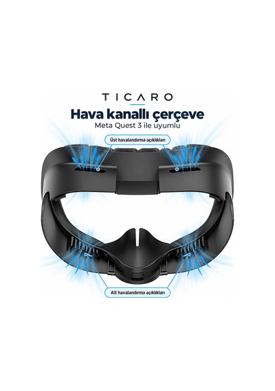 Tıcaro Meta Quest 3 İle Uyumlu Pu Yüz Pedi Ve Arayüz Çerçevesi, Siyah