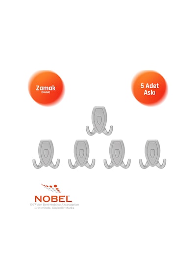 Zepli N Askı, Metal Vestiyer Askısı, Matkrom Matkrom, Duvar Ve Dolap Askılığı 5'li Set Vidalı Krom