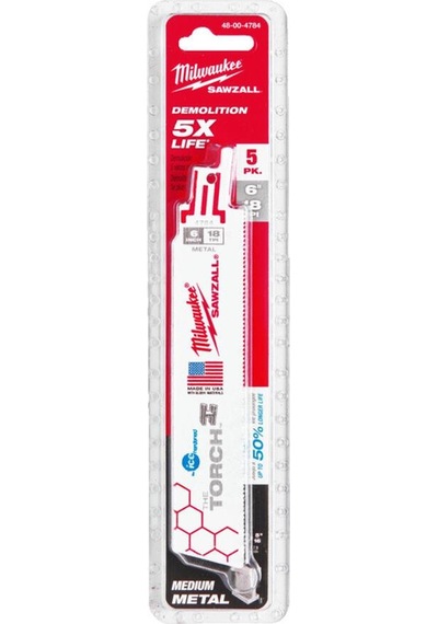 Milwaukee 48004784 150mm Ağır Hizmet Metal Kılıç Testere 5'li