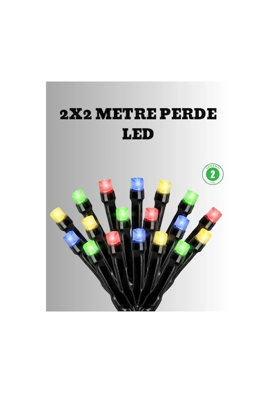 2x2 Metre Pil İle Çalışan Perde Led Işık 8 Modlu Dekoratif Açık Mavi