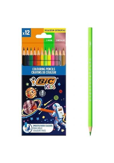 Cosmo Kuru Boya Kalemi 12 Renk 6 Standart + 3 Metalik + 3 Neon 301839