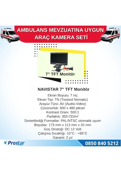 Ambulans Mevzuatına Uygun 2 Kameralı 8 Kanal Mobil Nvr 500 Gb 7 İnç Monitörlü Tak Kullan Set