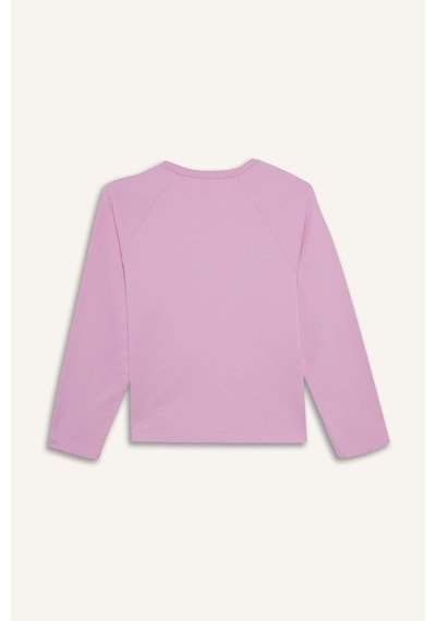 Defacto Kız Çocuk Oversize Geniş Kalıp Bisiklet Yaka Taşlı Sweatshirt G2463a825wnpn205 Pembe-pn205