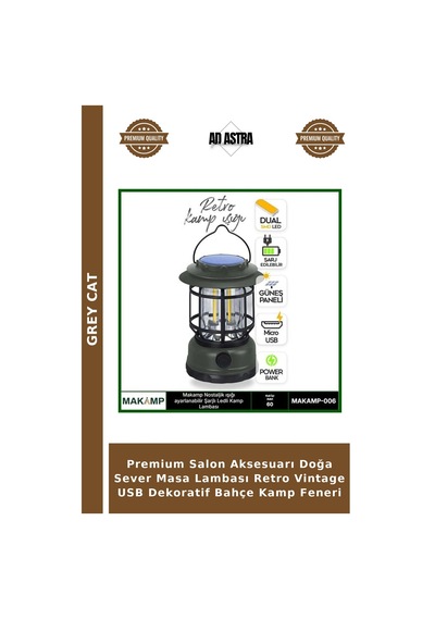 Premium Salon Aksesuarı Doğa Sever Masa Lambası Retro Vintage Usb Dekoratif Bahçe Kamp Feneri Çok Renkli