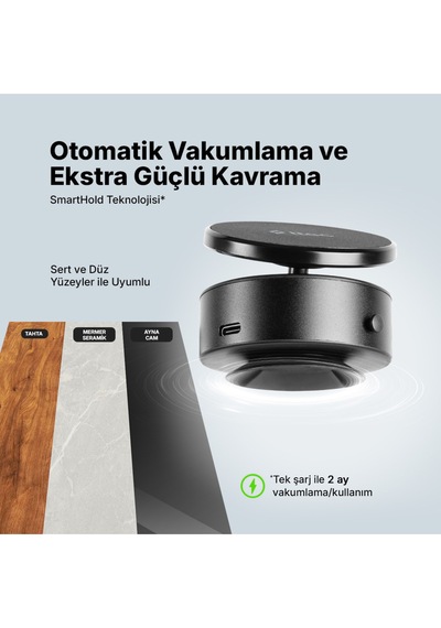 Easydash Pro M Magsafe Uyumlu Telefon Tutucu 2tt40 Smarthold Teknolojisi Ile Otomatik Vakumlama Siyah
