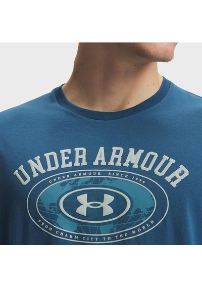 Under Armour 60/40s Armour Globe Erkek Mavi Polo Yaka Tişört