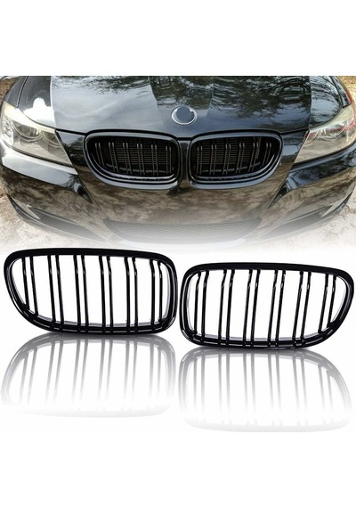 Bmw E90 Çift Çizgi Ön Panjur Izgara 2009-2012 Arası Makyajlı Kasa Parlak Siyah