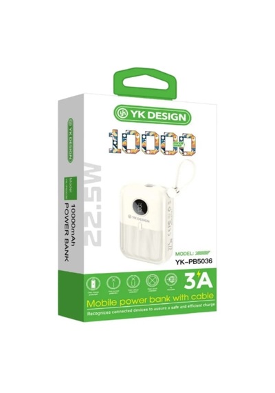 Yk Design Yk-pb5036 10000 Mah 22.5w Lcd Göstergeli Powerbank Beyaz
