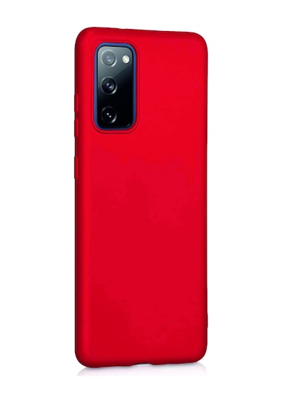 Samsung Galaxy Uyumlu S20 Fe Kılıf Kamera Korumalı Silikon Rubber Arka Kapak Kırmızı