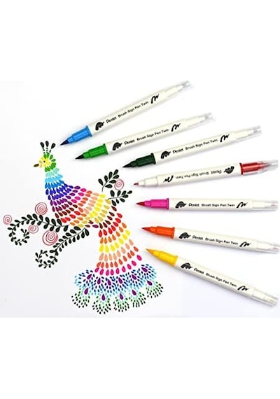 Brush Sing Pen Twin Çift Taraflı Fırça Uçlu Kalem Altın