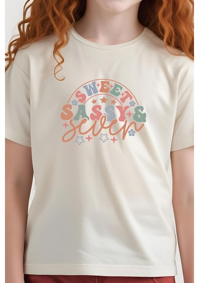Fyk Kids Kız Çocuk Sweat Sassy Baskılı Tişört Krem