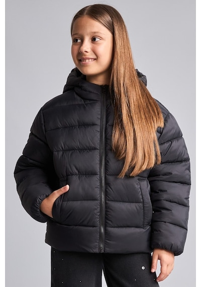 Defacto Kapüşonlu Mont Kız Çocuk H3045a826aubk27 Siyah-bk27