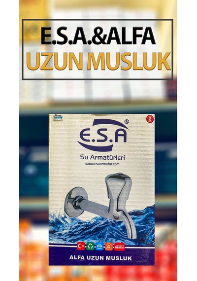 Esa Alfa Model Musluk 1/2'' Uzun Tip Lavabo Evye Bahçe Dış Mekan Uyumlu