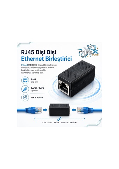 Lexroo Px-hqc6 Rj45 Dişi Dişi Ethernet Ara Aparatı, Cat5e/cat6 Lan Kablo Birleştirici