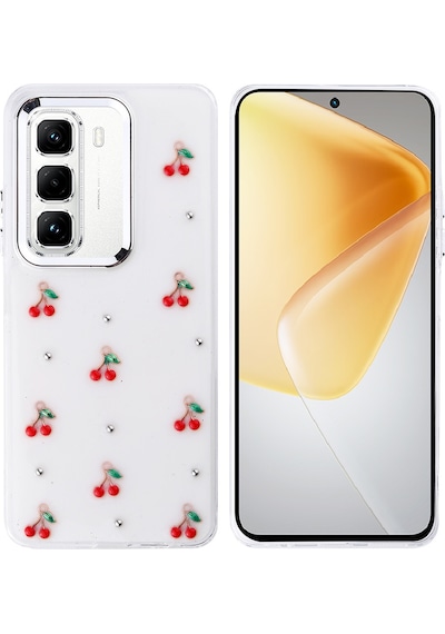 Mobilteam İnfinix Hot 50 Pro 4g Kılıf Airbag Tasarımlı Simli Şeffaf Kutup Kapak - Kira Kiraz