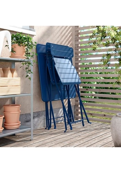 Ikea Sundsö Katlanabilir Masa, Koyu Mavi, 65x65 Cm